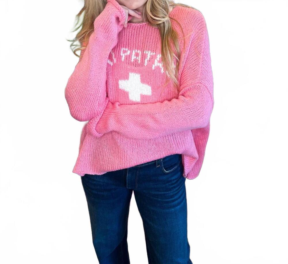 NEW WOODEN SHIPS women's ski patrol chunky sweater in pink